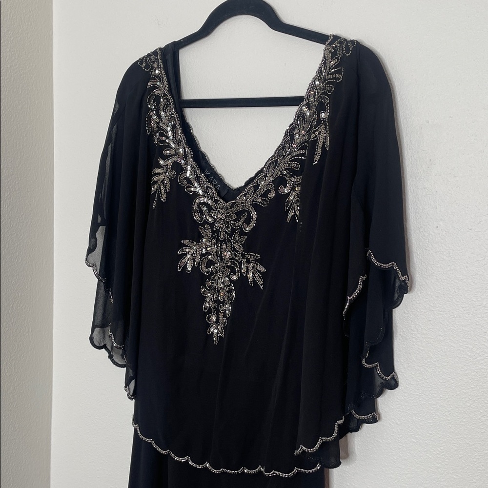 Jkara Plus Size Popover Capelet Beaded Gown - Picture 4 of 9